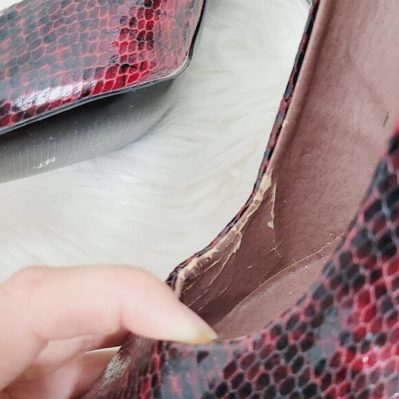 Zenia Pointed Toe Classic Slim High Heels Red Black Python Print Slip - Picture 4 of 7